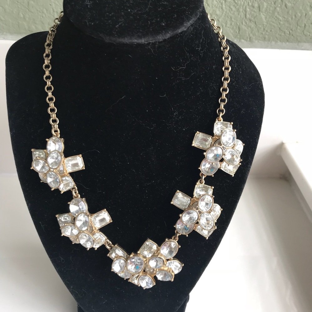 J. Crew Factory Gold Crystal Statement Necklace